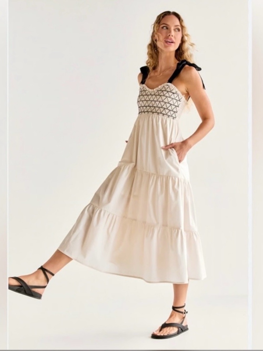 Adelyn Rae Emmeline Smocked Midi Dress